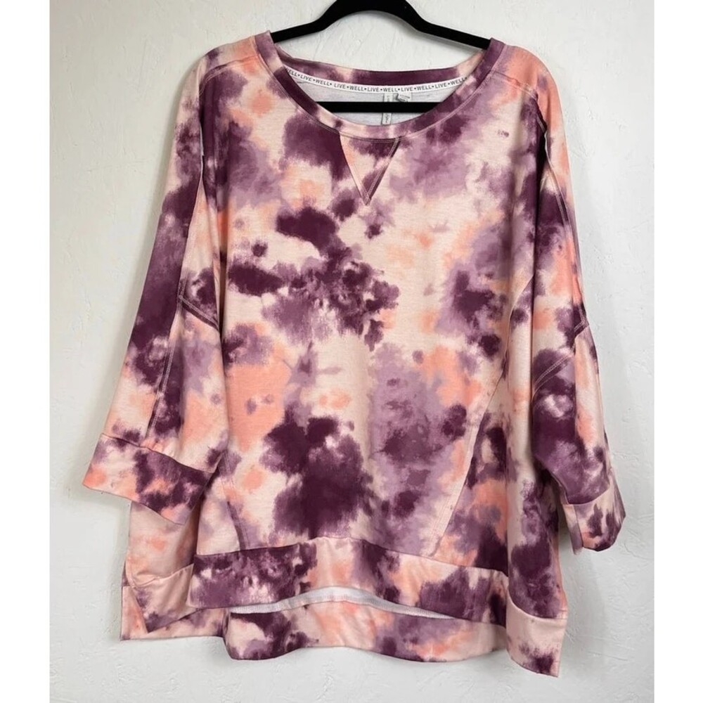 Live Well Pink & Purple 3/4 Sleeve Blouse Women's 22/24W